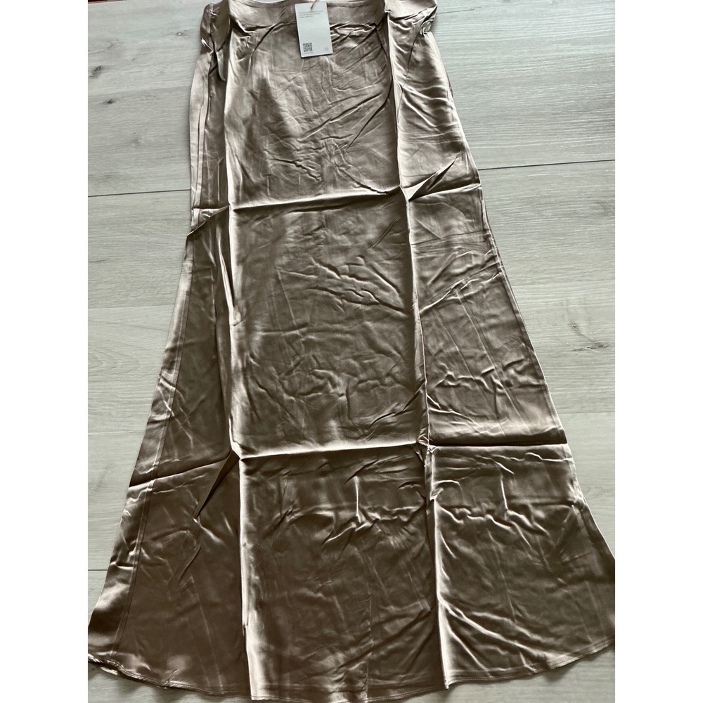 Quince Washable Silk Maxi Skirt Morel Grey Large New With Tags - Picture 6 of 6